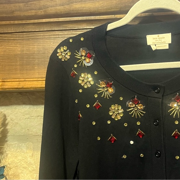Kate Spade Kati Jewel Embellished Black Cardigan Sweater - Picture 7 of 15